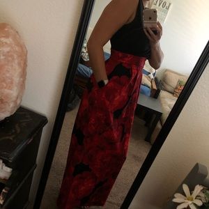 black and red floral dress